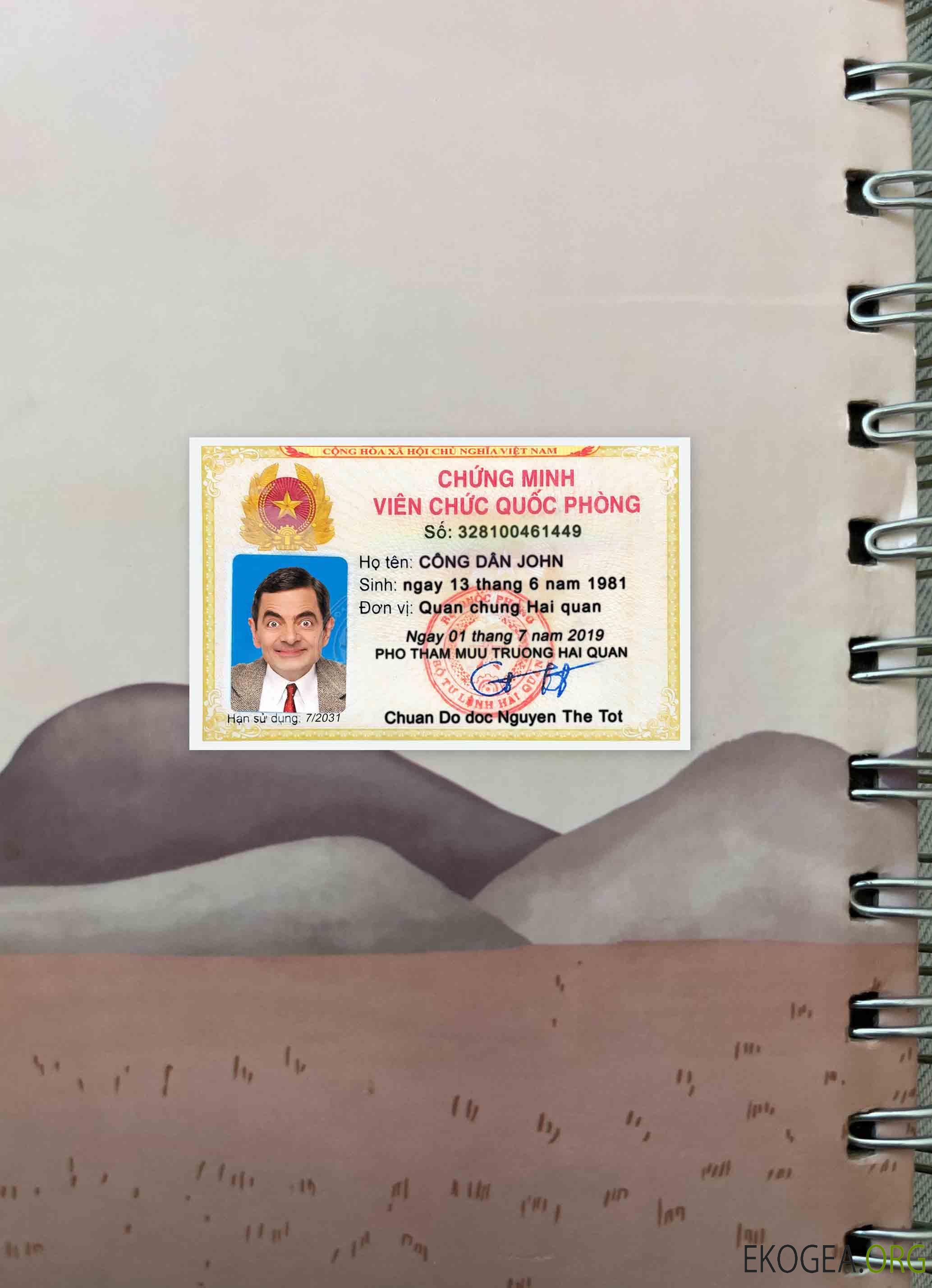 Carte d'identité vietnamienne version 3 photolook recto